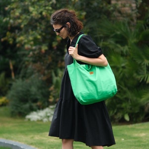 Neon green tote bag sales