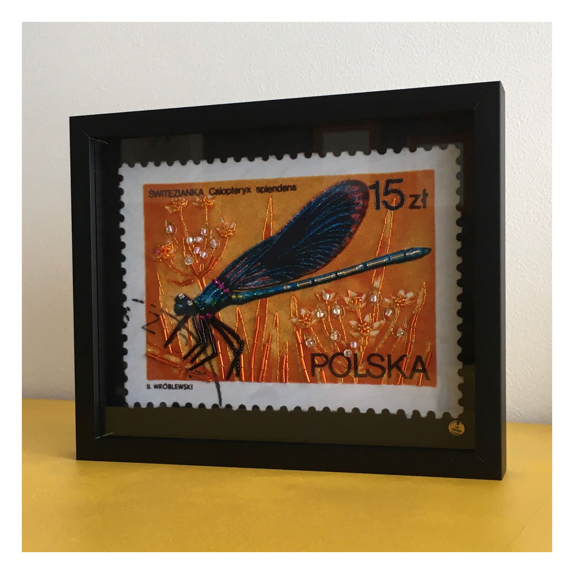 Cadre Timbre Calopteryx Splendens - Les Bestioles d'agathe