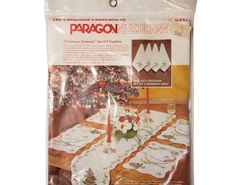 Paragon Nålpysselset 6441 JULGRÖNSA 4 Servetter Vintage