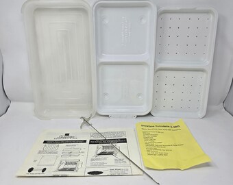 Ronco Showtime Rotisserie BBQ Steaming Heating Tray Set Partition Lid Kabob Rod