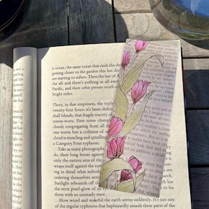 Bookmark - Tulip flowers with text feminist bookmark - made from recycled paper. Gift for book lovers!