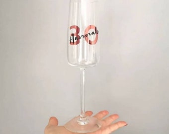 Personalised Age and Name Champagne Glass Birthday Gift