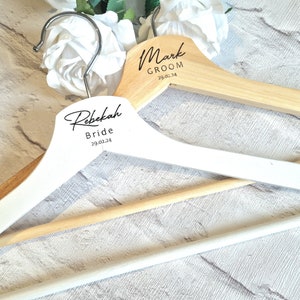 Personalised Engraved Wedding Bridal Bride Groom Dress Suit Hangers