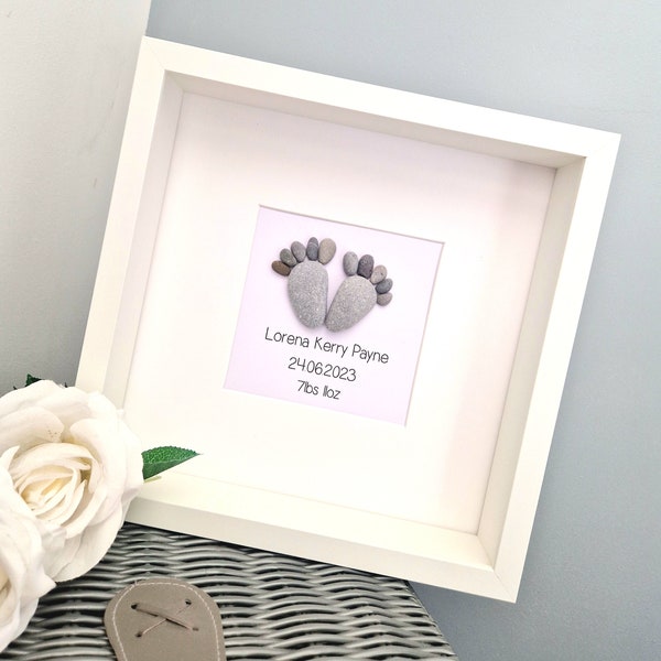 New Baby Pebble Feet Personalised Gift Frame