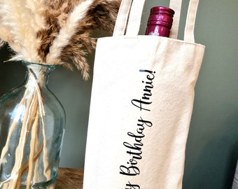 Personalised Wine or Gin Canvas Gift Bottle Bag