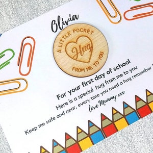Personalised First Day Of School Pocket Hug Token Keepsake