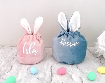 Easter Bunny Ears Drawstring Gift Bag Pouch Personalised