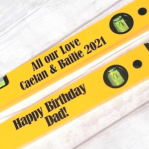 Personalised Large Yellow 600mm Spirit Level DIY Tool Gift