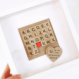 U You Are My Missing Piece Alphabet Scrabble Couple Wife Husband Anniversary Wedding Gift Frame image 3
