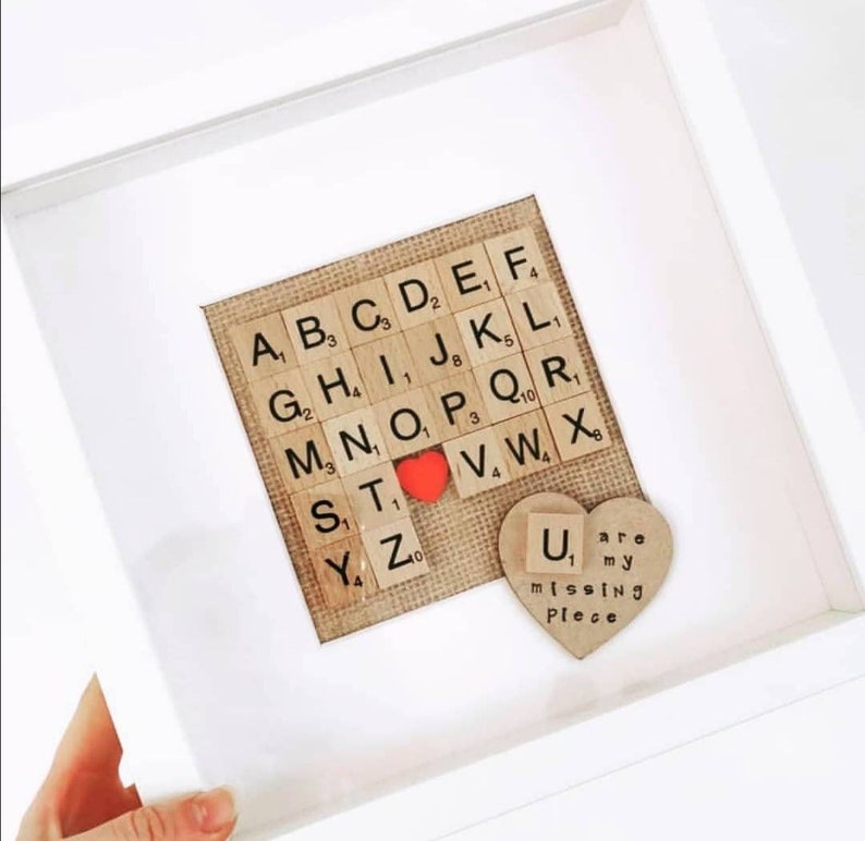 U You Are My Missing Piece Alphabet Scrabble Couple Wife Husband Anniversary Wedding Gift Frame image 3