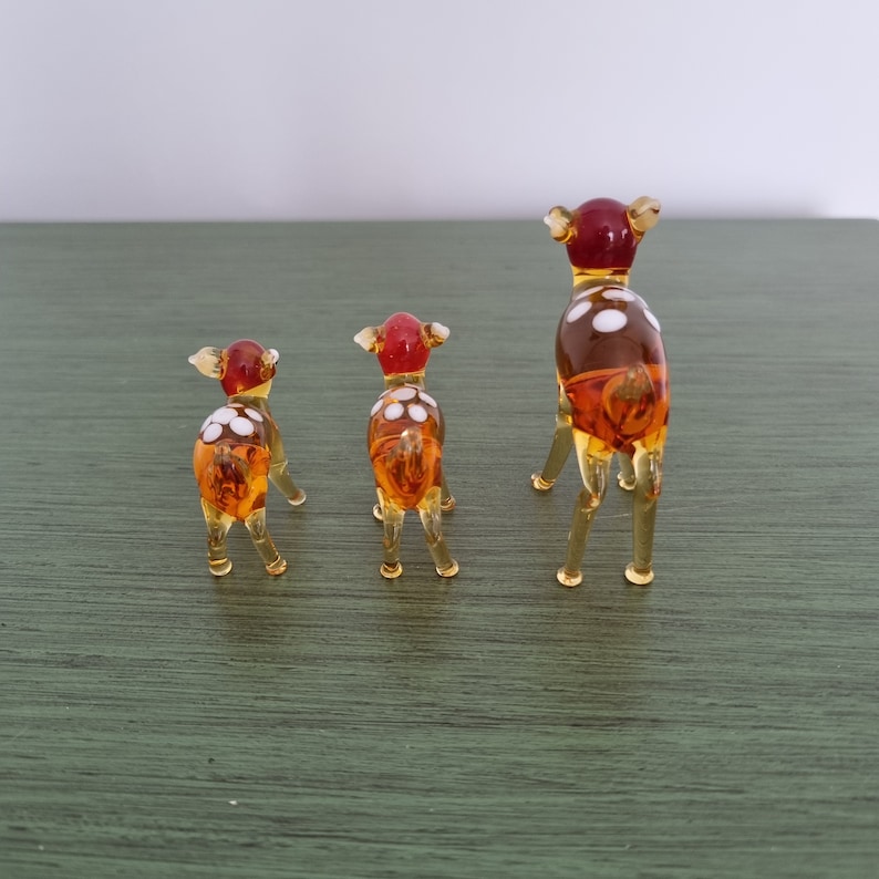 Murano Glass Roe Deer Figurines, Collectible Animals, for You 3piece Tiny Glass Roe Deer, 6 Cm