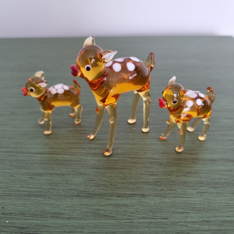 Murano Glass Roe Deer Figurines, Collectible Animals, for You 3piece