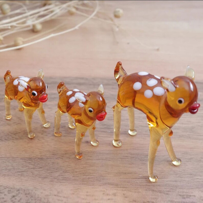 Murano Glass Roe Deer Figurines, Collectible Animals, for You 3piece