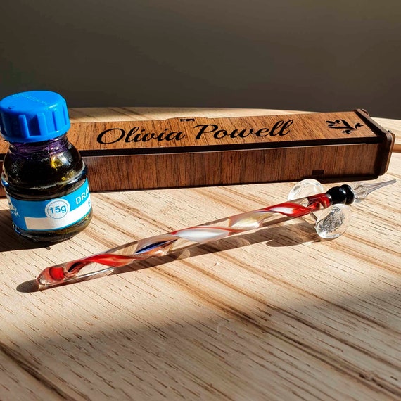 Glass Pen Ink and Box Set Customizable Wooden Box 5.9 Etsy