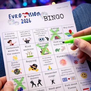 Eurovision 2026 Bingo Game: Watch Party, 30 Unique Cards (Digital Download) image 3