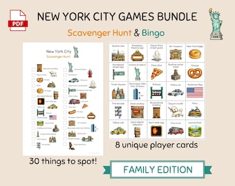 New York City Scavenger Hunt Bingo – Family Travel Games (PDF Download)