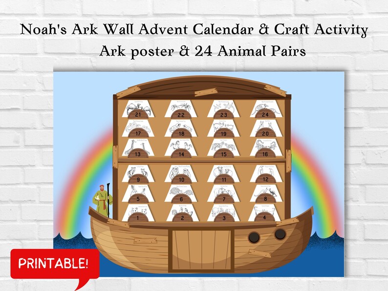 Noah's Ark Advent Calendar and Craft Activity Bible Story Etsy