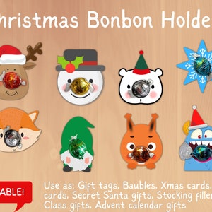 Weihnachts-Bonbon-Halter, Schokoladen-Haltekarten, handgemachte Weihnachtsdekoration, Klassengeschenke, Geschenkanhänger
