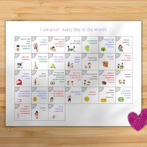 Random Acts of Kindness Calendar & Planner, Printable Activity for Kids