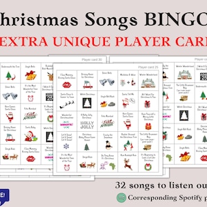 Christmas Songs Bingo - EXTRA 18 Speler Kaarten