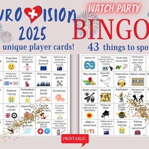 Eurovision 2025 Bingo, Watch Party Bingo, Eurovision Final Game