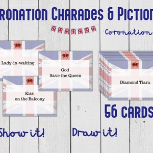 The King&#39;s Coronation Charades & Pictionary, PRINTABLE  Coronation Party Game