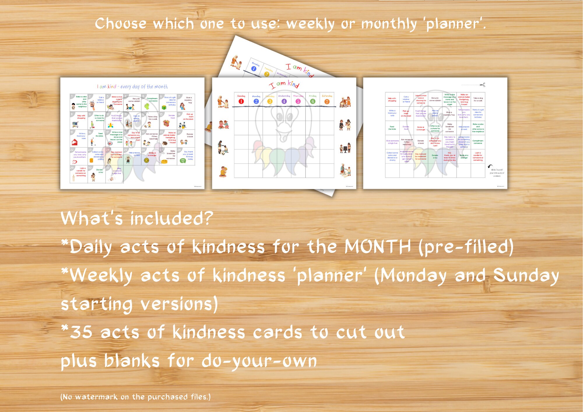 Random Acts of Kindness Calendar & Planner, Printable Activity for Kids ...