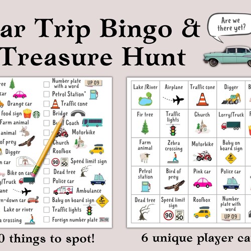 Car Trip BINGO & Treasure Hunt Printable Long Car Journey - Etsy