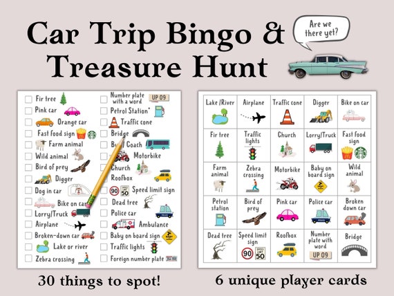 Car Trip BINGO & Treasure Hunt Printable Long Car Journey - Etsy