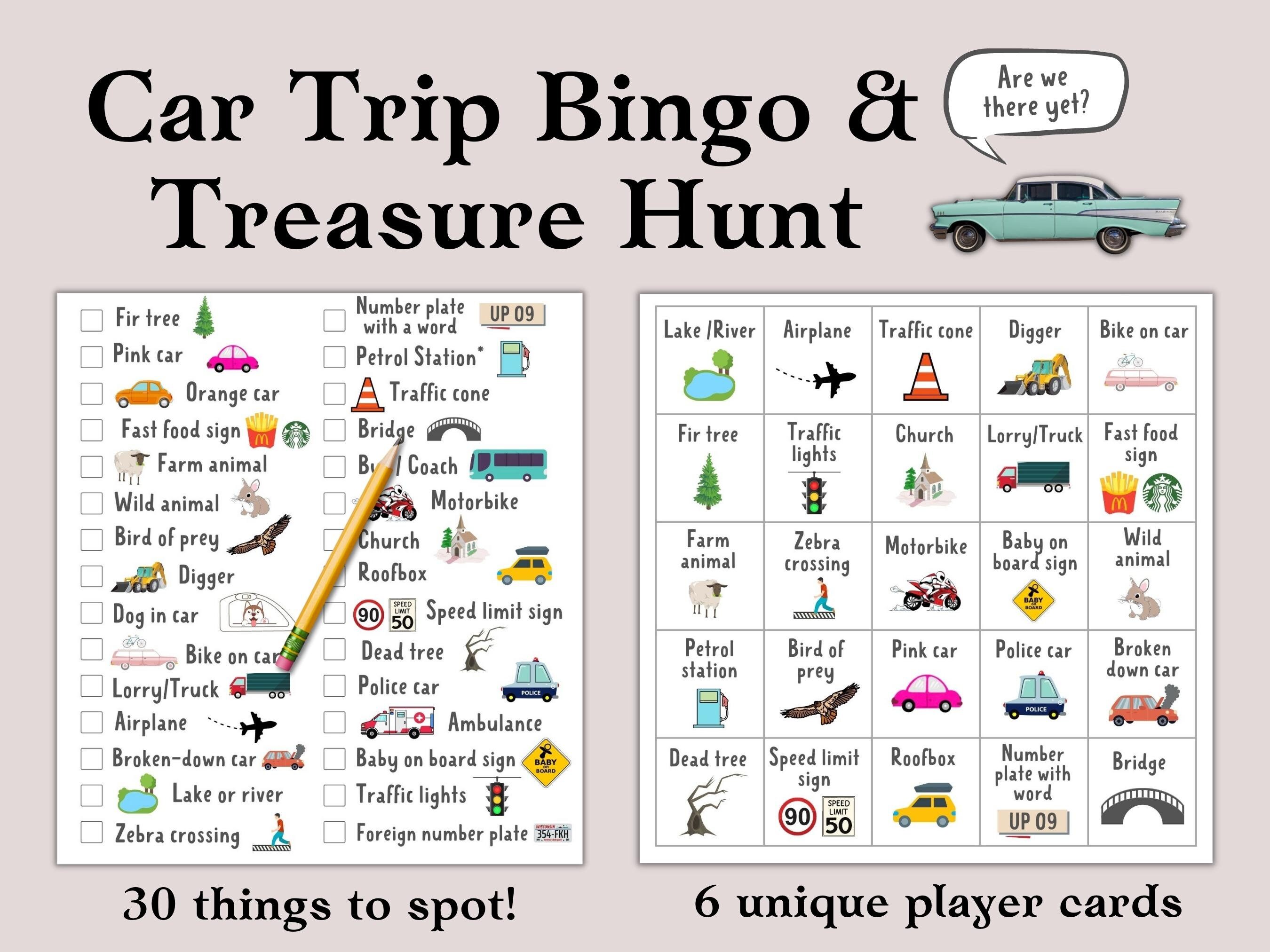 Car Trip BINGO Treasure Hunt Printable Long Car Journey Etsy Canada