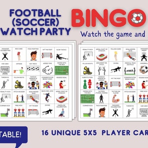 Voetbal (voetbal) Bekijk Party BINGO Game, Football World Cup Game