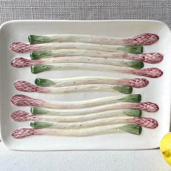 Vintage Majolica Asparagus Platter by Olfaire