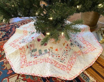 PATRÓN DIGITAL: Falda para árbol de Navidad acolchada con estrellas de Brooklyn