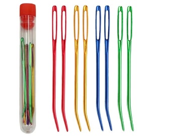 Curved Tip Aluminum Needles: Large Eye for Knitters, Tapestry, Darning