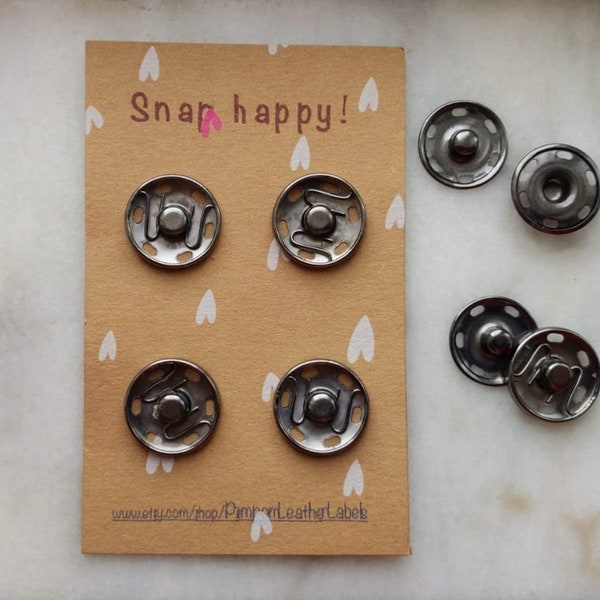 2-Part Metal Snaps for Pompoms 4 sets of sew-on snap fasteners. Large: 20mm. Pom Snaps, Metal Press Studs, pompom attachments