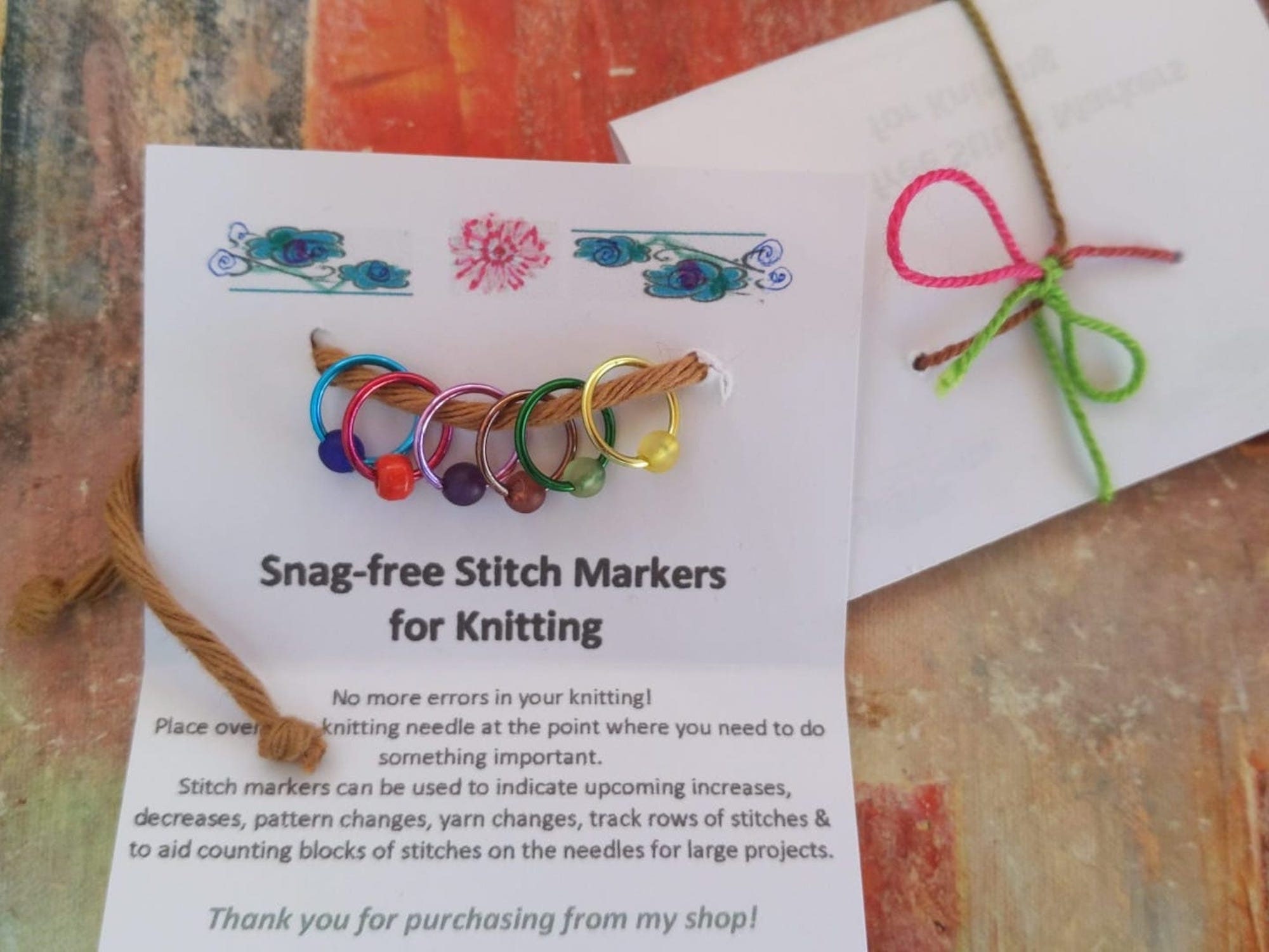 Beaded Snag-free Stitch Markers: Knitting Set of 6 - Etsy