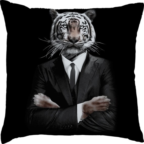 Tiger Throw Pillow, Animal Pillow, Art Pillow, Black White Pillow, Bea –  georgemillerart