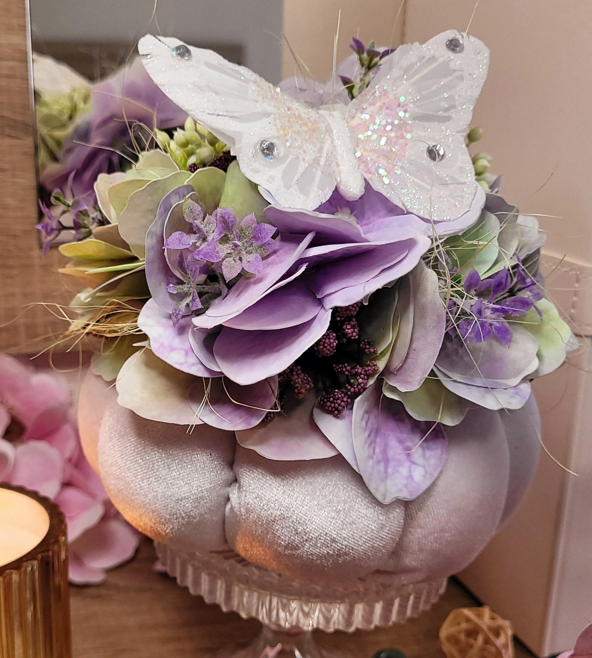 Elegant White Velvet Spring Pumpkin Festive Holiday Decor White Pumpkin ...