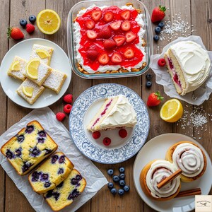 Spring Dessert Recipe Bundle | 5 Printable PDF Recipes | Instant Download | Lemon Bars, Loaf Cakes & No-Bake Favorites