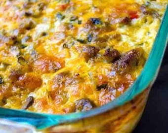 Casserole de petit-déjeuner de nuit du pompier avec sauce country, téléchargement instantané, recette de téléchargement numérique, fichier PDF, téléchargement de recette