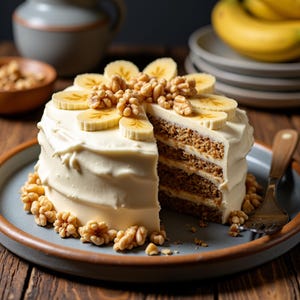 Banana Walnut Cream Cake Recipe | Instant Download | Easy Moist Cake Recipe with Custard & White Chocolate