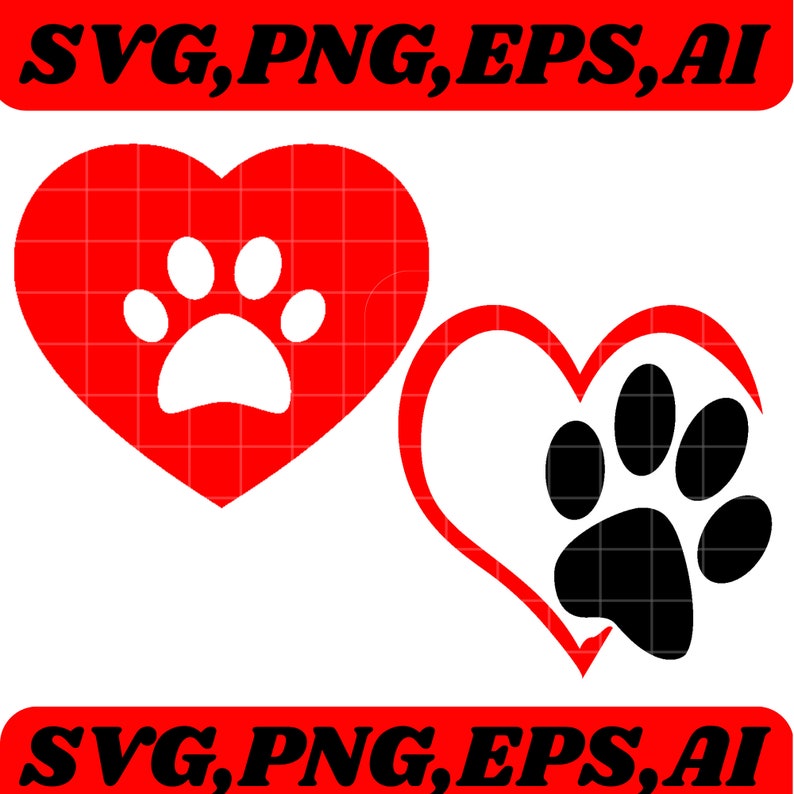 Paw Print Heart, Paw SVG, Dog Paw SVG, Valentines Day Svg, Files For ...
