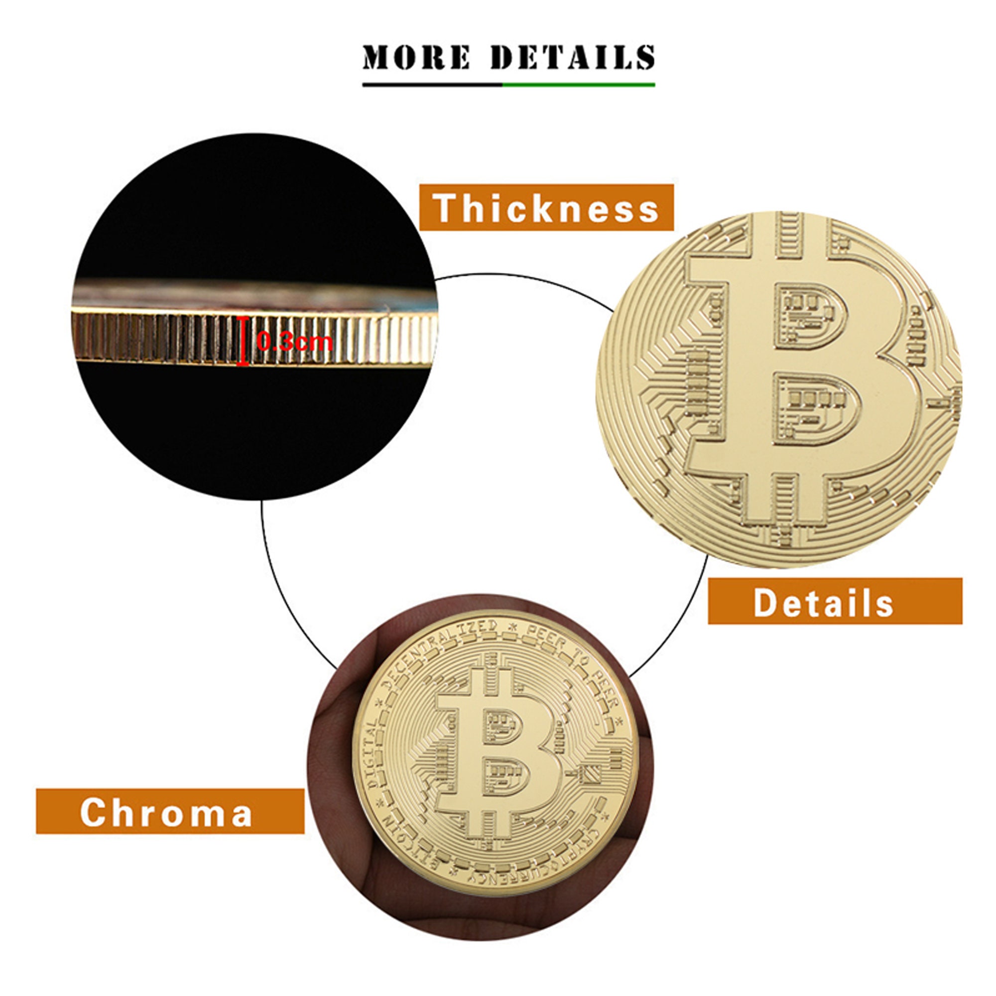 Moeda criptográfica física Bitcoin (BTC) | Moeda da sorte para negócios ou  presente - Etsy Portugal