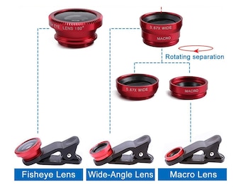 3 in 1 Fischauge-Weitwinkel-Makro-Objektiv Telefon kompatibel- Smartphone-Clip-Objektiv 3 Modi