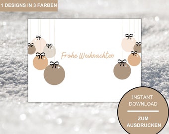 Weihnachtskarte zum ausdrucken, Instant Download, Weihnachtsgrüße