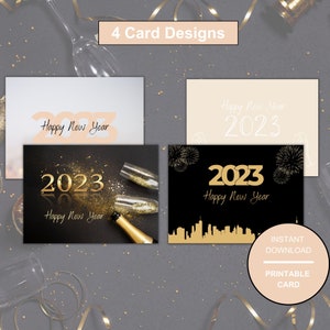 2023, New Year&#39;s Post Card, Happy New Year, Holidays, Instant Download, Printable