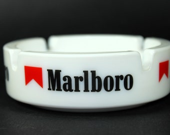 Posacenere Marlboro in ceramica bianca - Vintage da Collezione Pubblicità Anni 80 Sigarette - Posacenere da bar
