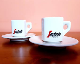 2 Tazzine + Piattino Espresso Italiane Caffè Segafredo Zanetti Tazze da Bar Vintage ceramica