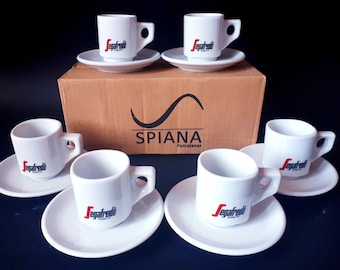 Caffè Segafredo Zanetti Servizio da 6 Tazzine NUOVE + Piattino Tazze da Bar Vintage ceramica Espresso Italiane