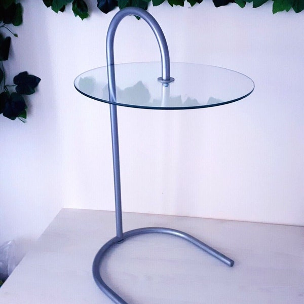 Ikea RY 80er Vintage Glas-Nachttisch, runder Tisch